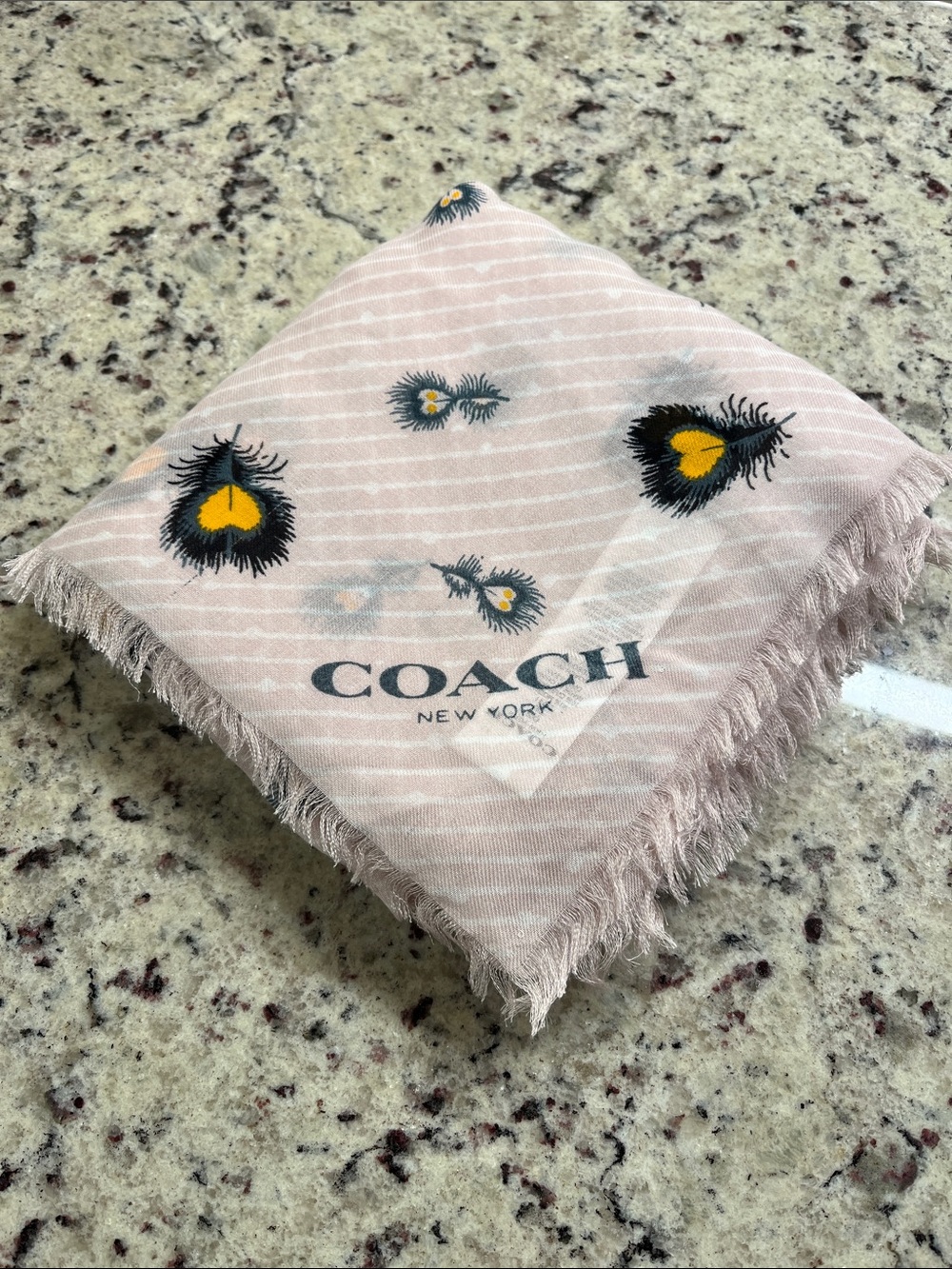 Coach Feather Print Over Sized Scarf EUC